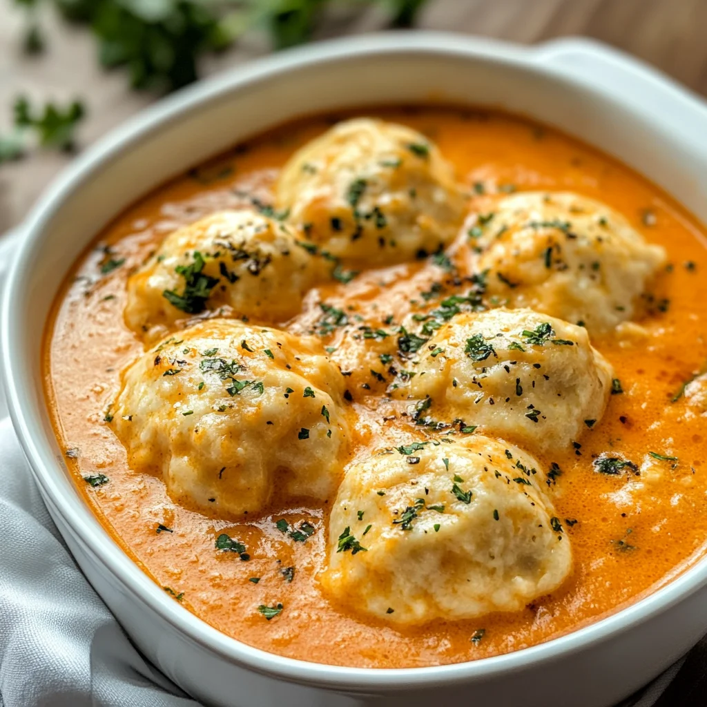 Best Tomato Soup with Cheddar Bay Dumplings