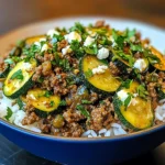 Greek-Style Beef and Zucchini Rice Bowl