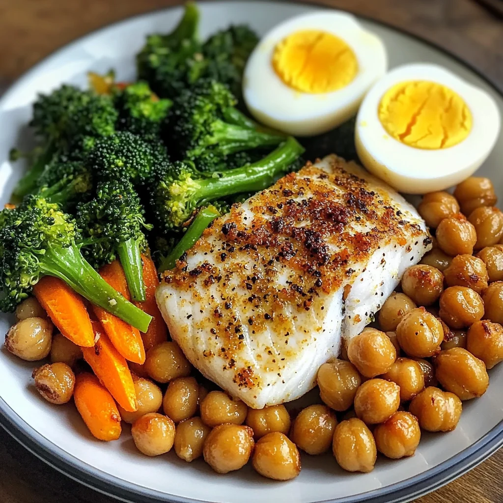 Protein Power Plate with Fish, Roasted Chickpeas & Veggies