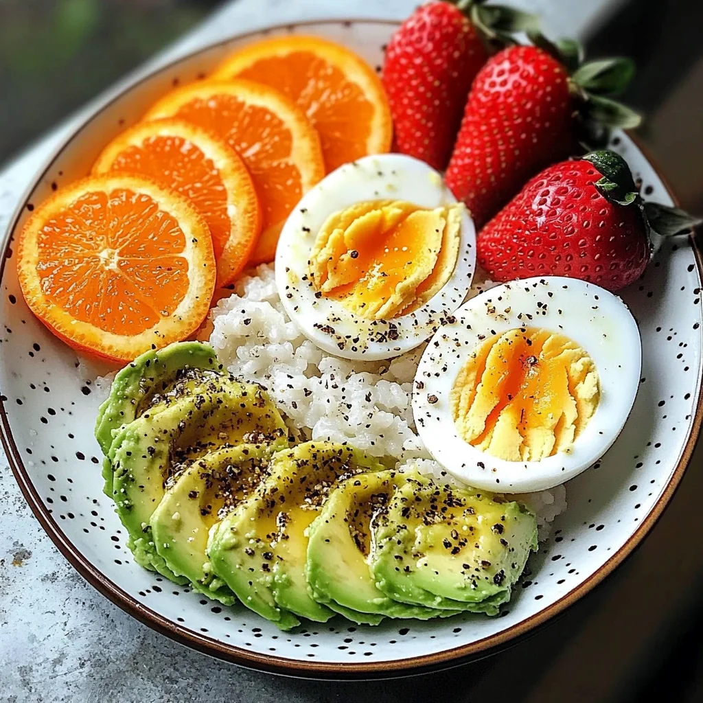 Avocado Rice Cake & Fruit Power Plate