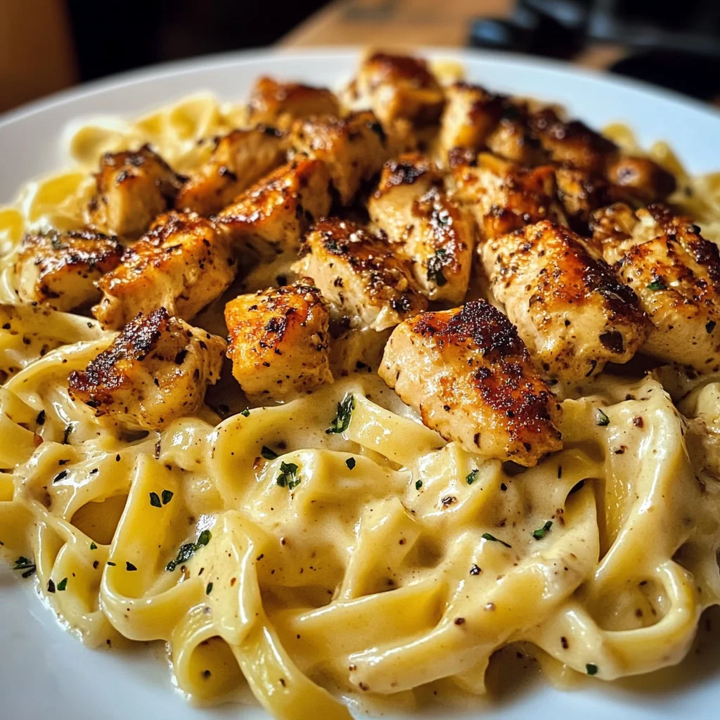 Cajun Chicken Alfredo Fettuccine Pasta with Velveeta Sauce