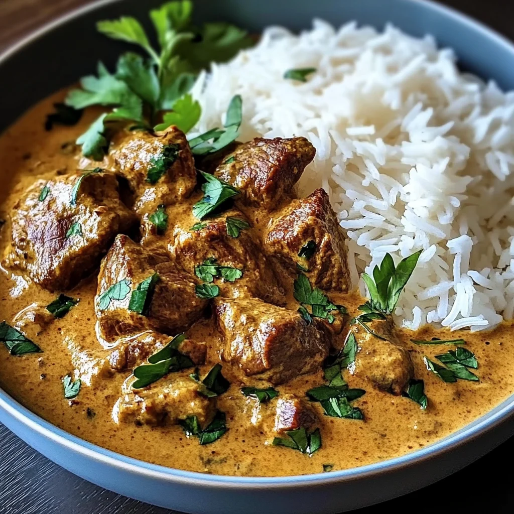 Coconut-Curry Beef with Garlic Naan & Jasmine Rice