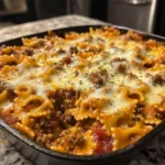 Creamy Baked Velveeta Bowtie Pasta with Italian Beef Marinara