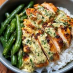 Creamy Herb Chicken Rice Bowl with Green Beans
