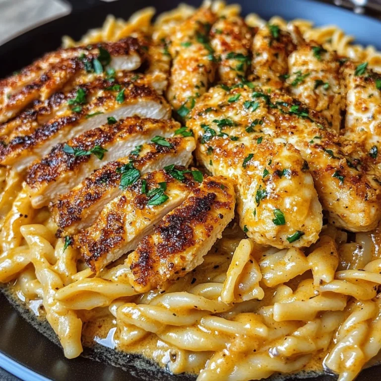 Garlic Parmesan Chicken Twisted Pasta in Spicy Three-Cheese Cajun Sauce