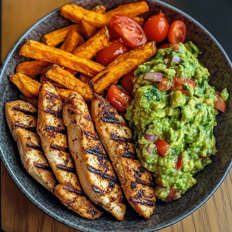 Grilled Chicken with Sweet Potato Fries & Chunky Guac