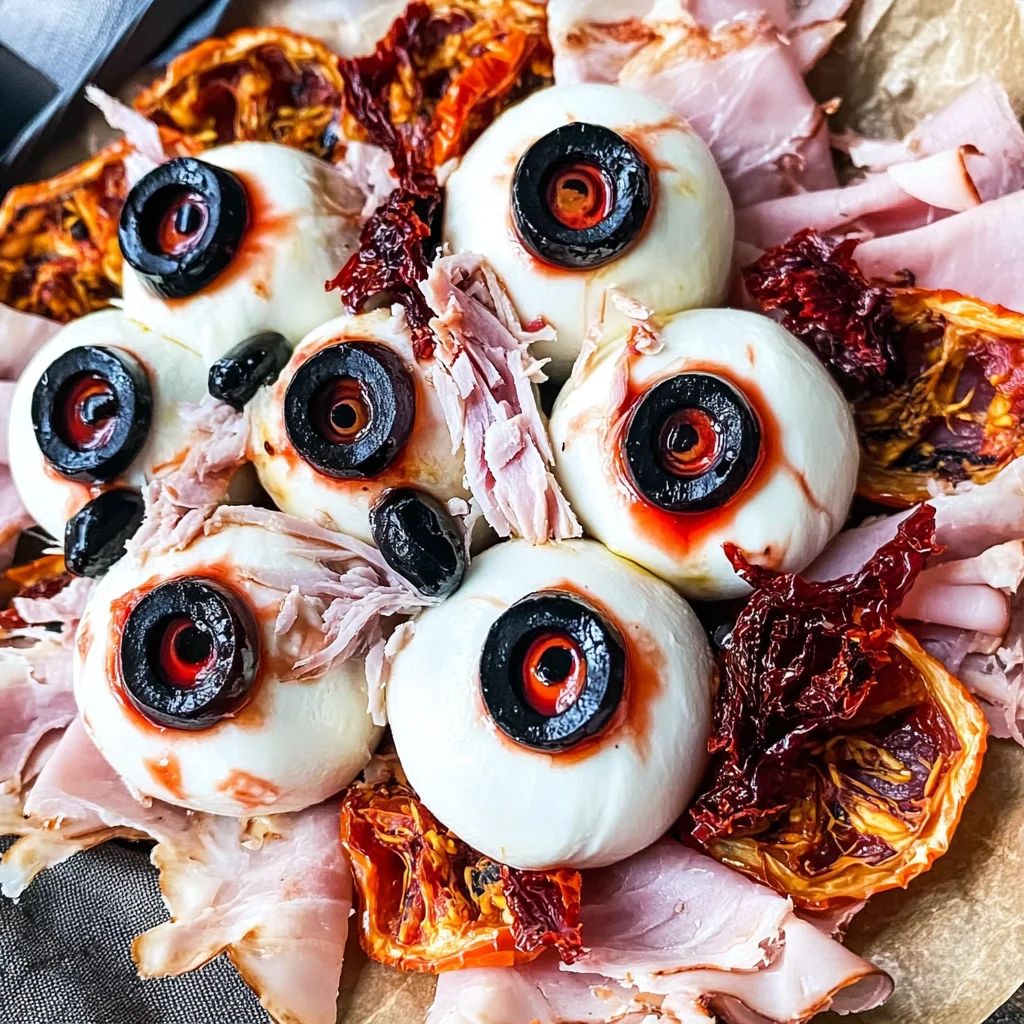 Halloween Antipasto Eyeballs Appetizer