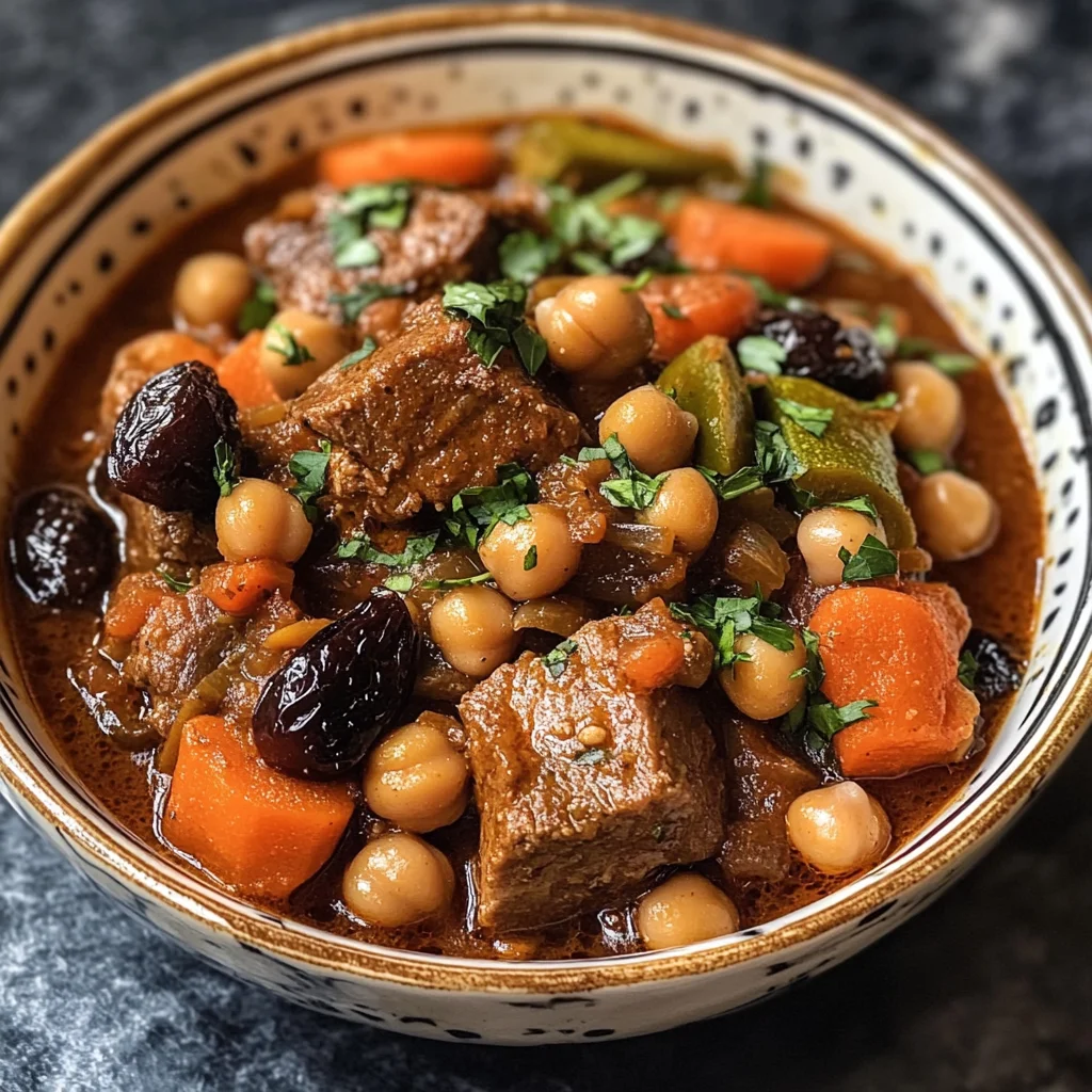 Moroccan Lamb Tagine with Prunes, Chickpeas & Spiced Vegetables