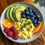 Scrambled Eggs with Avocado and Fresh Berries