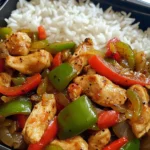 Spicy Chicken & Bell Pepper Stir-Fry with Rice